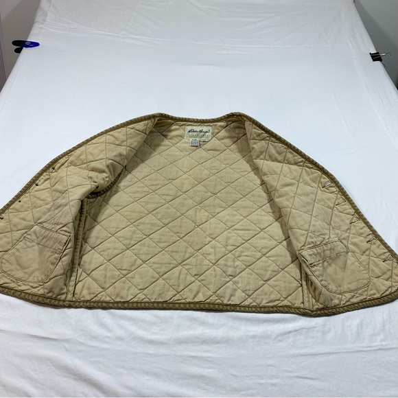 Eddie Bauer Quilted Vest Tan S/P Men’s Button Down quilted Casual Vest P… - Picture 3 of 7